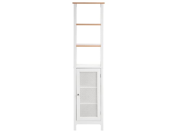 Badeværelsesskab hvid MDF 30 x 160 cm højt med hylder opbevaring moderne stil badeværelse