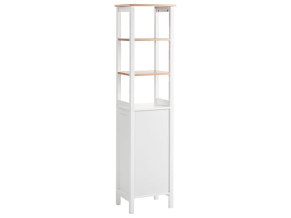 Badeværelsesskab hvid MDF 30 x 160 cm højt med hylder opbevaring moderne stil badeværelse