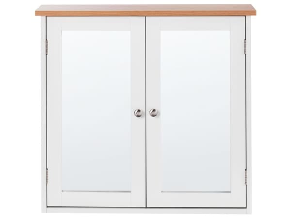 Spejlbadeværelsesskab hvid MDF 17 x 60 cm opbevaring moderne badeværelse i skandinavisk stil