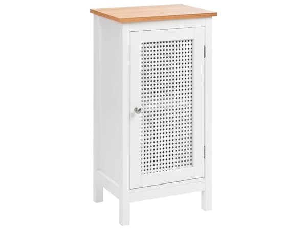 Baderomsskap Hvit MDF 30 x 75 cm Høyt med Hyller og Perforerte Dører Baderomsoppbevaring