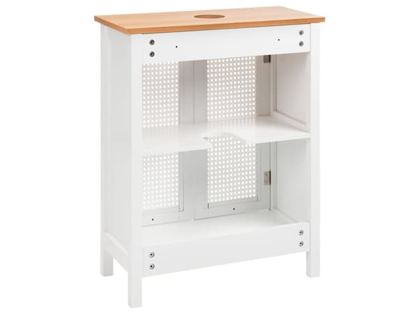 Tvättställsskåp Vit MDF 60 x 75 cm Badrumsförvaring med Hyllor Perforerade Dörrar