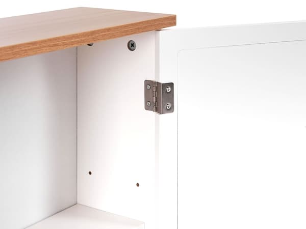 Badrumsskåp Vit MDF 17 x 60 cm Väggmonterad Spegel Förvaring Skandinavisk Stil
