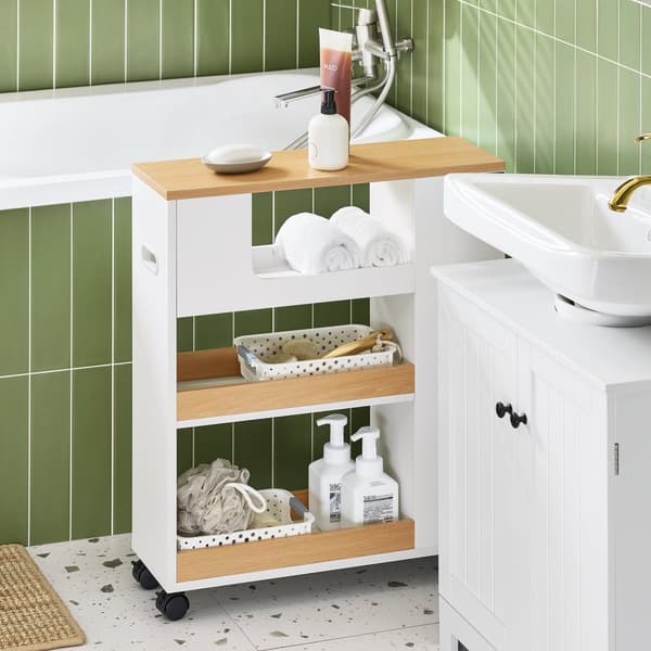 SoBuy Badeværelsesskab Toiletpapirholder Badeværelsesreol BZR190-WN