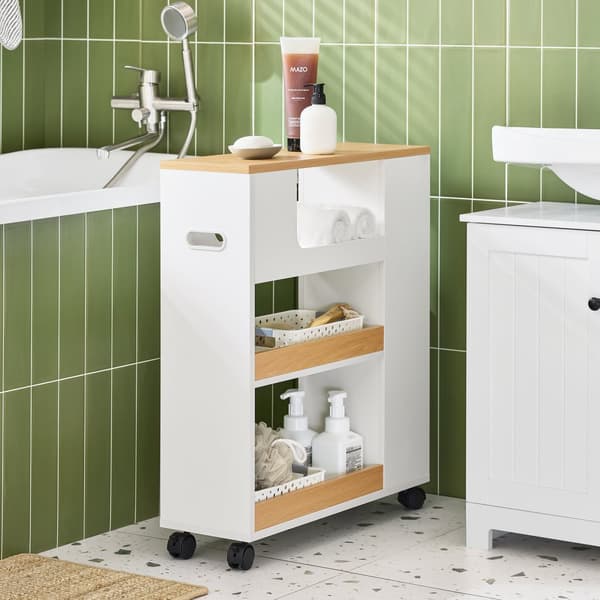 SoBuy Badeværelsesskab Toiletpapirholder Badeværelsesreol BZR190-WN