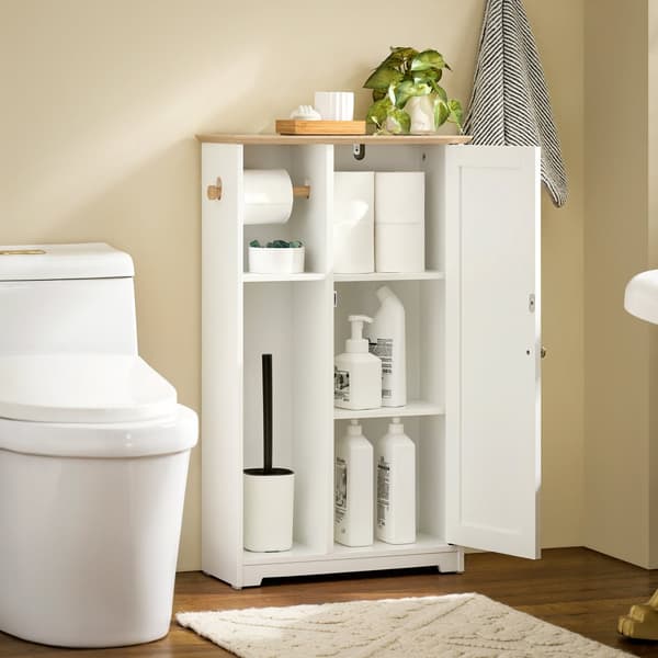 SoBuy WC-paperiteline Kylpyhuoneen hylly Kylpyhuonekaappi BZR189-W