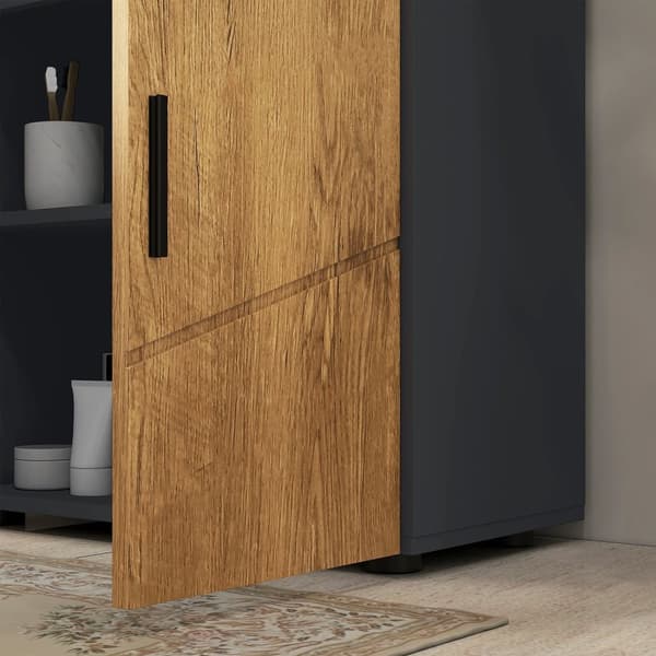 Rootz 2 Door Vanity Unit - Badeværelsets kabinet - Opbevaringsskab - MDF og chipboard holdbarhed - 60 cm x 30 cm x 60 cm - Brun -grå