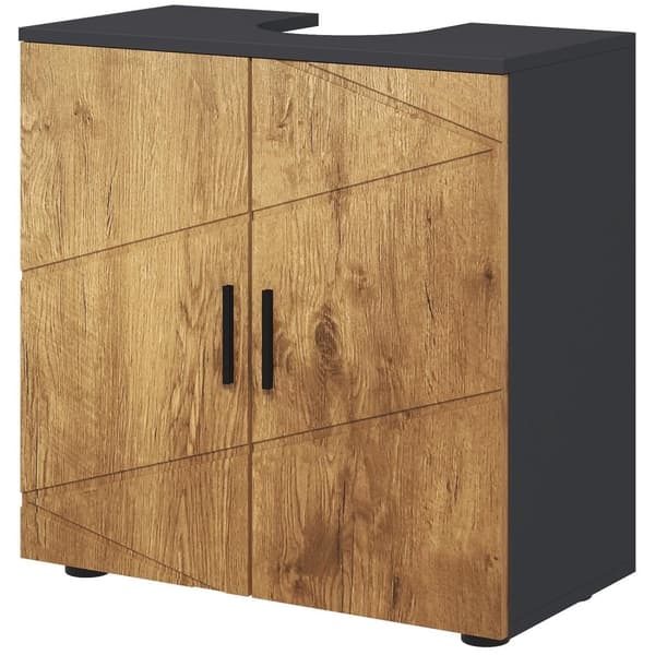 Rootz 2 Door Vanity Unit - Badrumskåp - förvaringsskåp - MDF och spånskivlighet - 60 cm x 30 cm x 60 cm - brun- grått