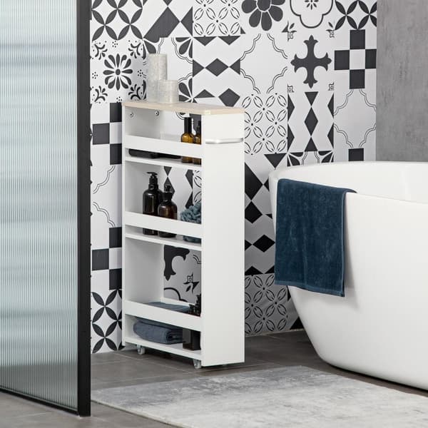 Rootz 3 -lags opbevaringsvogn - opbevaringshylde - rullende vogn - let mobilitet - 48L x 15w x 80H cm - ideel til badeværelse, køkken, kontor, vaskeru