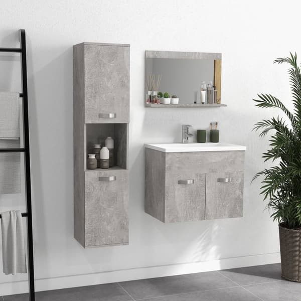 Rootz 3 -stykke badeværelsesmøbler sæt - forfængelighedssæt - vaskerummøbler - Rumbesparende design - 61 cm x 40 cm synke kabinet