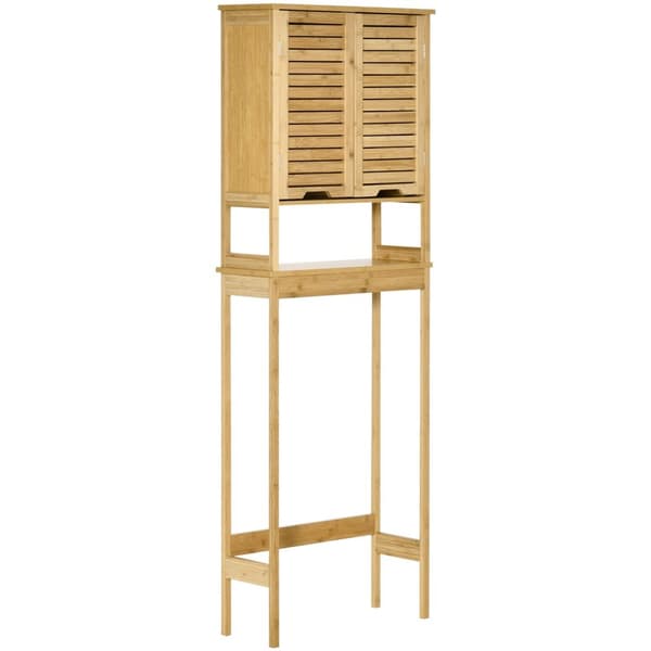 Rootz Bamboo -wc -hylly - WC -kylpyhuoneen järjestäjä - säilytyskaappi - Avaruussäästö - 60 x 23 x 173 cm