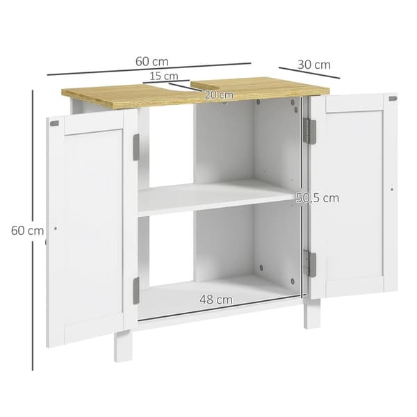 Rootz Base Cabinet 2 Dörrar - Badrumsarrangör - Lagringshylla - Justerbar design - 60W X 30D X 60H CM - Vit