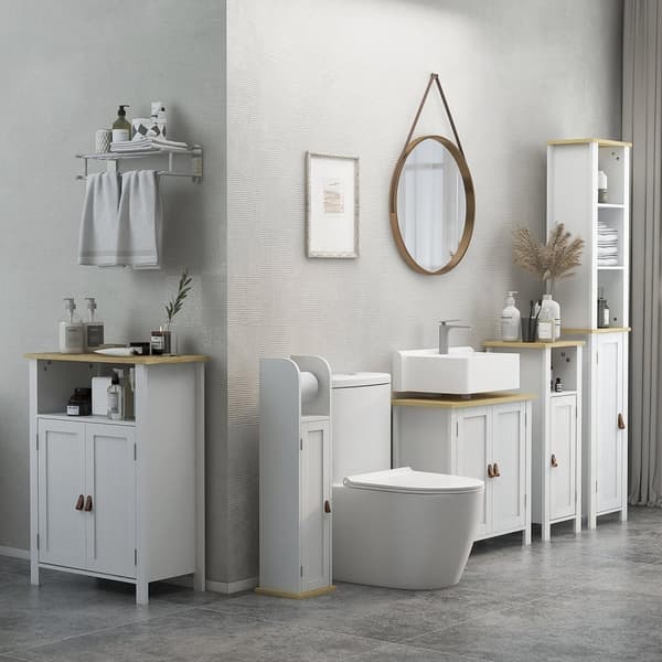 Rootz Base Cabinet 2 Dörrar - Badrumsarrangör - Lagringshylla - Justerbar design - 60W X 30D X 60H CM - Vit