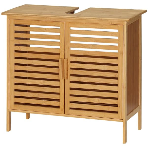 Rootz Bambu Sink Base Cabinet - Badrumsbasskåp - Under diskbänk - Elegant & rymdbesparande - 66 cm x 29 cm x 61,5 cm