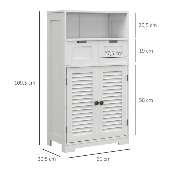 Rootzin kylpyhuonekaappi - säilytysjärjestäjä - Space Saver - Korkeuden säädettävä hylly - 61 x 30,5 x 109,5 cm - valkoinen MDF
