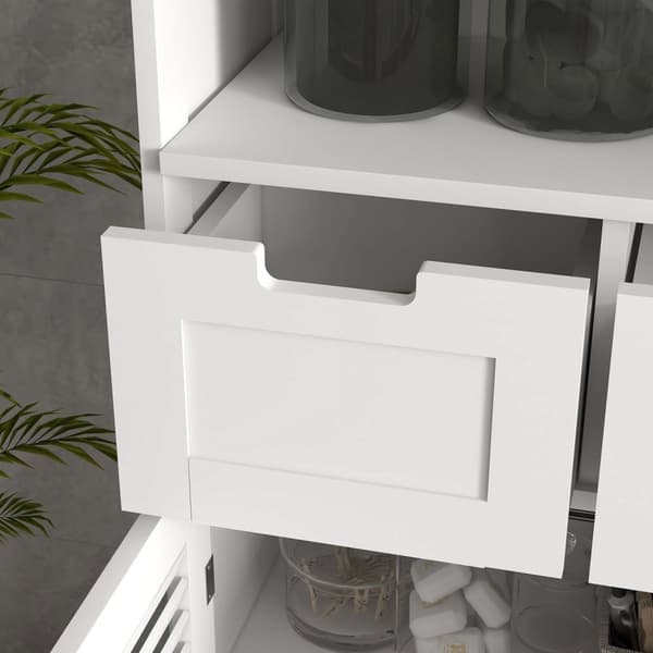 Rootzin kylpyhuonekaappi - säilytysjärjestäjä - Space Saver - Korkeuden säädettävä hylly - 61 x 30,5 x 109,5 cm - valkoinen MDF