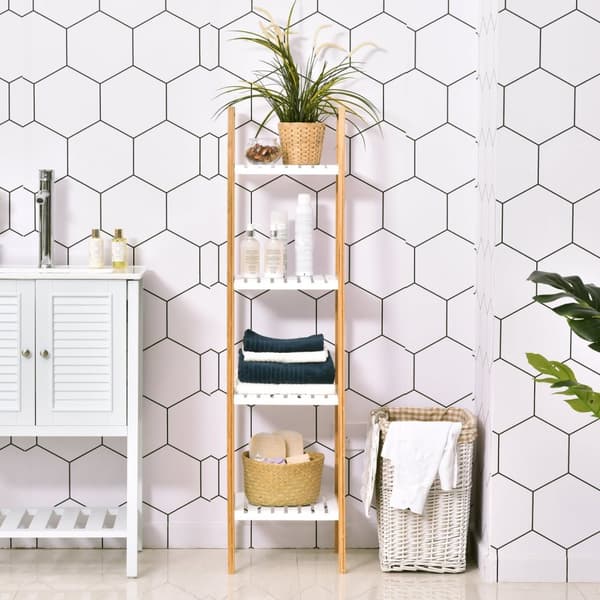 Rootz bambu badrumshylla - badrumsarrangör - förvaringsställ - fuktbeständig - 35W x 36d x 138,5h cm