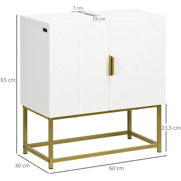 Rootz Base Cabinet Badrumsmöbler - förvaringsskåp - Vanity Organizer - Space Maximization - 60 x 30 x 65 cm vitt, guld