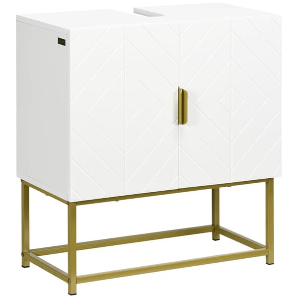 Rootz Base Cabinet Badrumsmöbler - förvaringsskåp - Vanity Organizer - Space Maximization - 60 x 30 x 65 cm vitt, guld