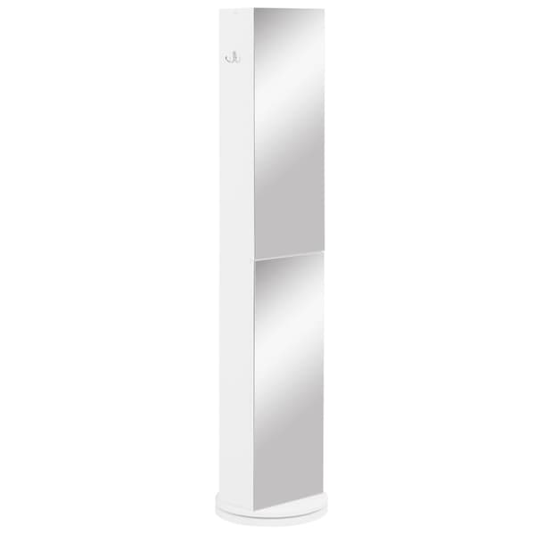 Rootz Badrumskåp - Pivotant Mirror Cabinet - Roterande förvaringsenhet - 6 hyllor, elegant design - 36 x 36 x 171 cm - Hållbar spånskivans konstruktio