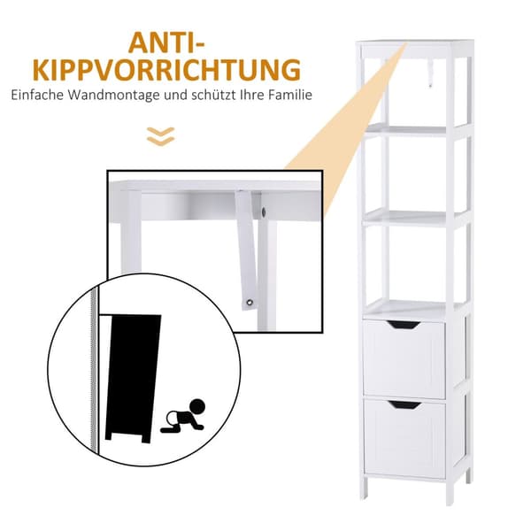 Rootz badeværelse hylde kabinet - køkkenskab - opbevaringsarrangør - rumbesparende design - 30L x 30W x 144H cm