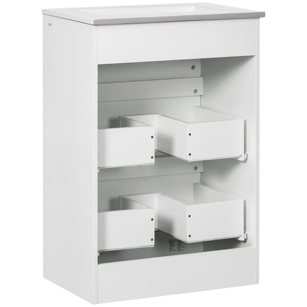 Rootz badeværelse skab - forfængelighed enhed - hvid - 2 skuffer - rumbesparende design - 61 cm x 37 cm x 88 cm