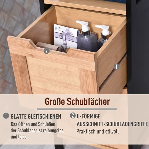 Rootzin kylpyhuoneen hyllykaappi - keittiön säilytys - Bamboo MDF - Compact Organizer - 30 x 30 x 144,3 cm