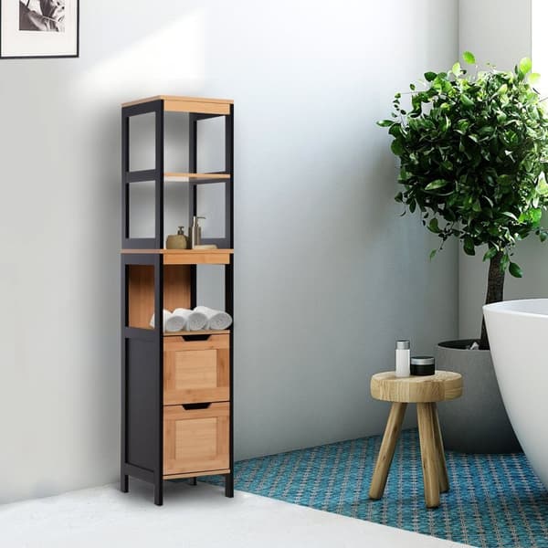 Rootzin kylpyhuoneen hyllykaappi - keittiön säilytys - Bamboo MDF - Compact Organizer - 30 x 30 x 144,3 cm
