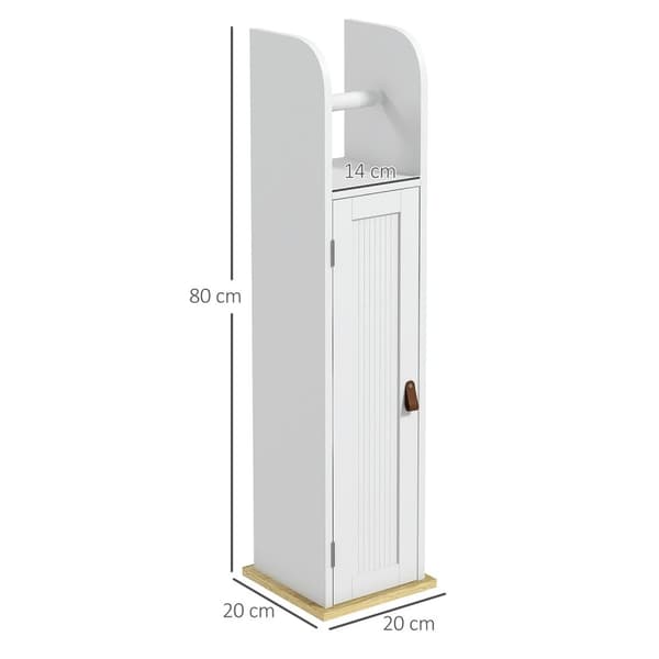 Rootzin kylpyhuonekaappi wc -paperinpidikkeellä - säilytyshyllyt - tilaa säästävä muotoilu - 20 x 20 x 80 cm valkoinen