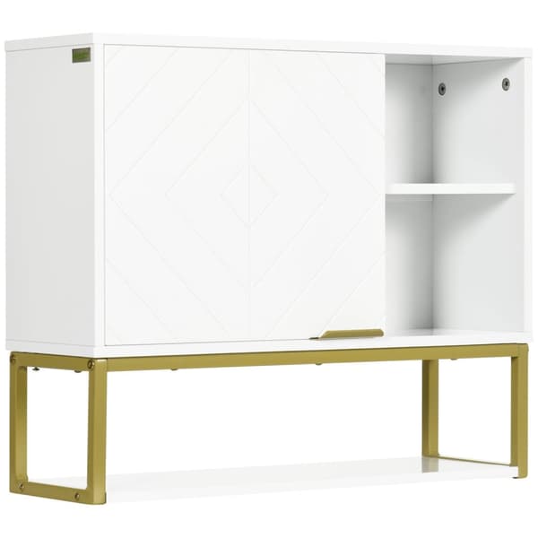 Rootz badeværelse skab med hylder - justerbart skab - pladsbesparende opbevaring - MDF -design - 60L x 20W x 51H cm