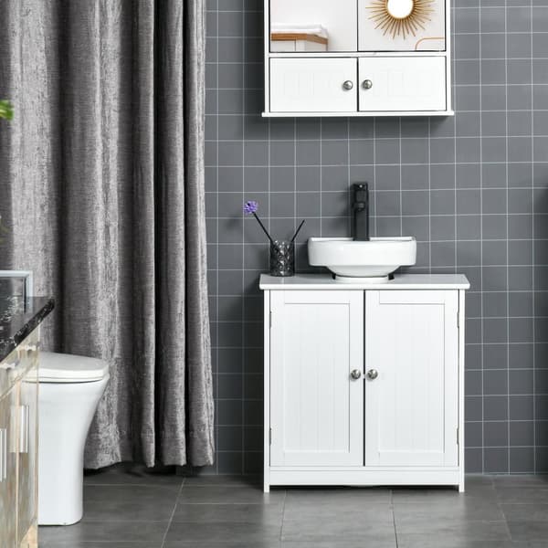 Rootz Badrumsskåp under handfat - Basskåp - 2 dörrskåp - gott om förvaring - 60W x 30d x 60H cm - vitt trä