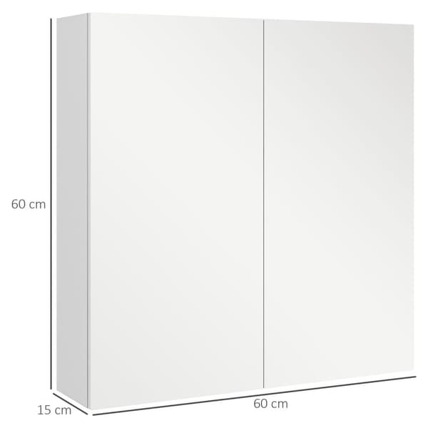 Rootzin kylpyhuonekaappi peilillä - säilytyskaappi - seinäpeili - 3 tason säädettävä hylly - tilaa säästävä muotoilu - 60x15x60cm valkoinen