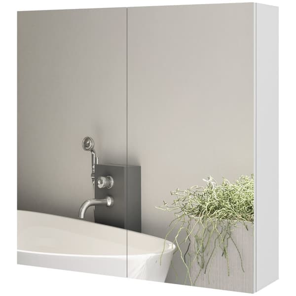 Rootz badrumsskåp med spegel - förvaringsskåp - väggspegel - 3 nivå justerbar hylla - rymdbesparande design - 60x15x60 cm vit