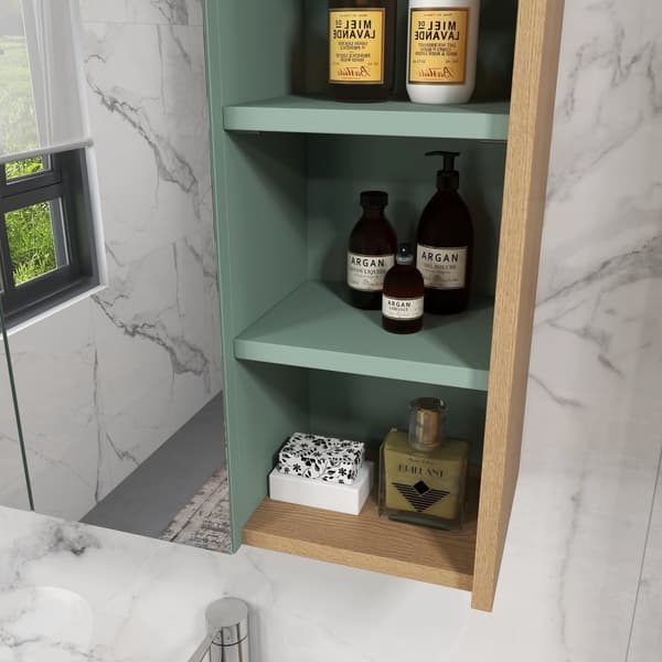 Rootz badeværelsesmøbler sæt - skandinavisk design - forfængelighed sæt - justerbare hylder - grøn finish - 60W x 40d x 50,5 timer cm