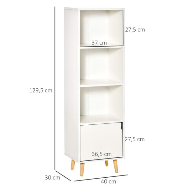 Rootz Bogreol Hylde - Opbevaringskolonne - 4 Tier Organizer - Nordic Coziness - 40W x 30d x 129,5h cm