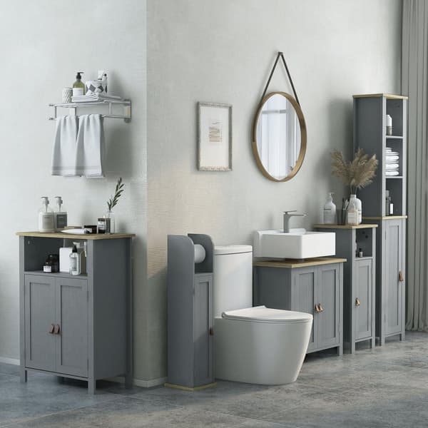 Rootz låg badrumsmöbler - förvaringsskåp - Elegant arrangör - Justerbar hylla - 60W x 30d x 80,5H cm