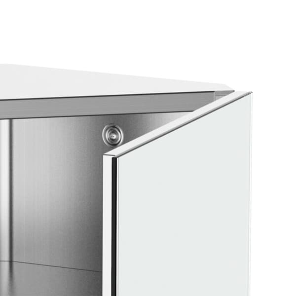 Rootz Mirror Cabinet - Badeværelsesvægkabinet - toilethjørnetabinet - Rust -bevis metal - 30W x 18,4d x 60H cm rustfrit stål