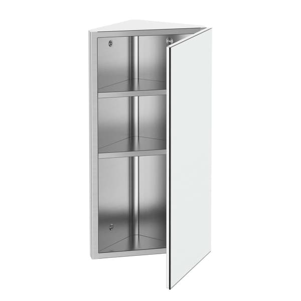 Rootz Mirror Cabinet - Badeværelsesvægkabinet - toilethjørnetabinet - Rust -bevis metal - 30W x 18,4d x 60H cm rustfrit stål