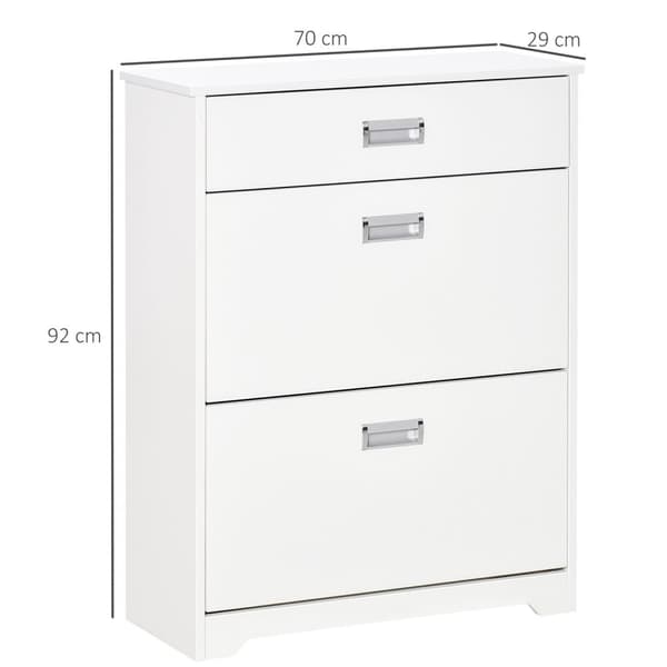 Rootz Shoe Cabinet - Entryway Organizer - Storage Unit - Rumbesparende - 70W x 29d x 92H cm - Holder op til 16 par - Hvid