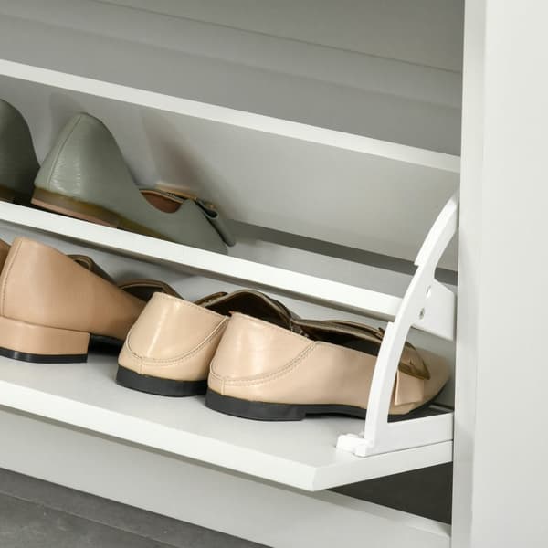 Rootz Shoe Cabinet - Entryway Organizer - Storage Unit - Rumbesparende - 70W x 29d x 92H cm - Holder op til 16 par - Hvid
