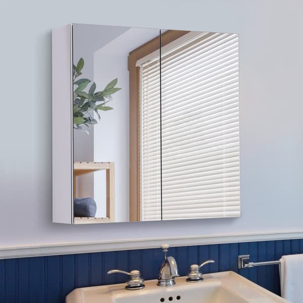 Rootz rustfrit stål spejlskab - badeværelse opbevaring - vægmonteret skab - moderne design - 60L x 12w x 55H cm