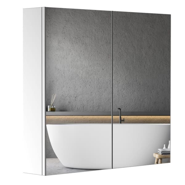 Rootz rustfrit stål spejlskab - badeværelse opbevaring - vægmonteret skab - moderne design - 60L x 12w x 55H cm