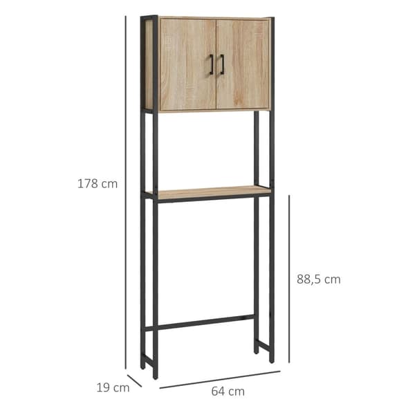 Rootz -wc -hylly kylpyhuonekalusteet - Yli wc -hylly - Teollisuusvarasto - korkealaatuinen teräs - 64L x 19W x 178h cm
