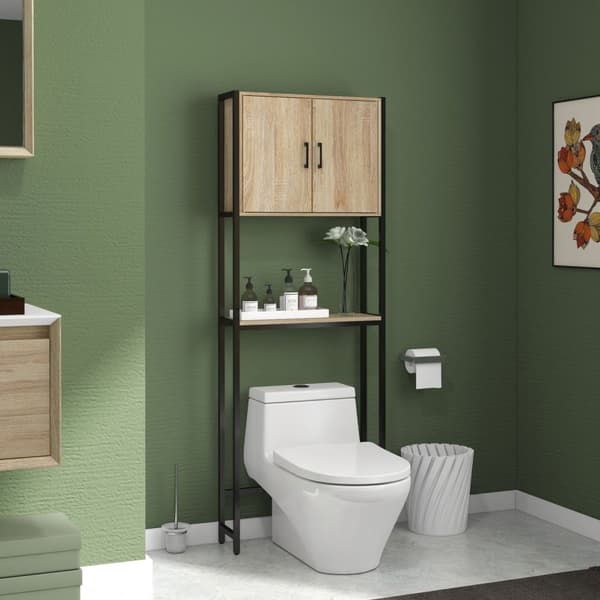 Rootz -wc -hylly kylpyhuonekalusteet - Yli wc -hylly - Teollisuusvarasto - korkealaatuinen teräs - 64L x 19W x 178h cm