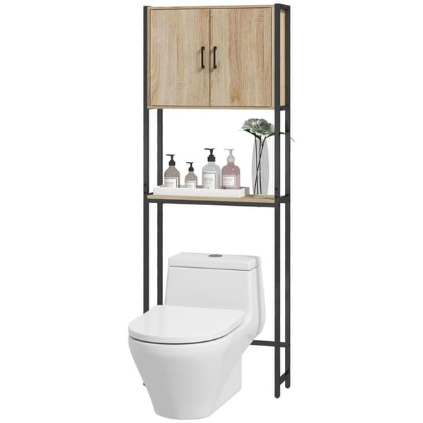 Rootz -wc -hylly kylpyhuonekalusteet - Yli wc -hylly - Teollisuusvarasto - korkealaatuinen teräs - 64L x 19W x 178h cm