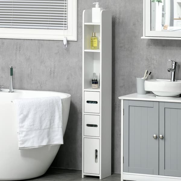 Rootz Tall badrumsskåp - förvaringsskåp - Spacebesparing skåp - fuktbeständig MDF - 15 x 17 x 120 cm vitt