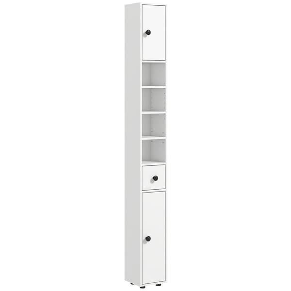 Rootz Pitkä kaappi - säilytyskaappi - kylpyhuoneen järjestäjä - säädettävät hyllyt, 1 laatikkoa, 2 kaappia - 20 x 20 x 180 cm valkoinen