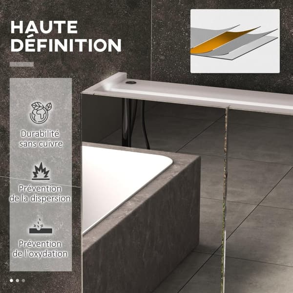 Rootzin seinälle kiinnitetty LED -kylpyhuoneen peilikaappi - 2 -in -1 -huonekalut - Vanitykaappi - Säädettävä kirkkaus - 90L x 15W x 65H cm