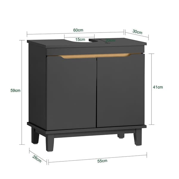 Rootz Base Cabinet - Skab - Opbevaringsenhed - Stabile fyrretræer - 60x59x30cm - Skjul dræningssystem perfekt