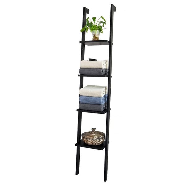 Rootz Bambus MDF hylde - Opbevaringsstativ - Bogreol - 4 etager - Enkel design - 33 cm x 180 cm x 23 cm