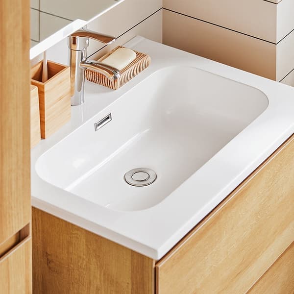 Rootz Badeværelsesvaskenhed - Vanity Cabinet - Badeværelsesopbevaring - Vægmonteret - Antirot -design - 61x54x46cm